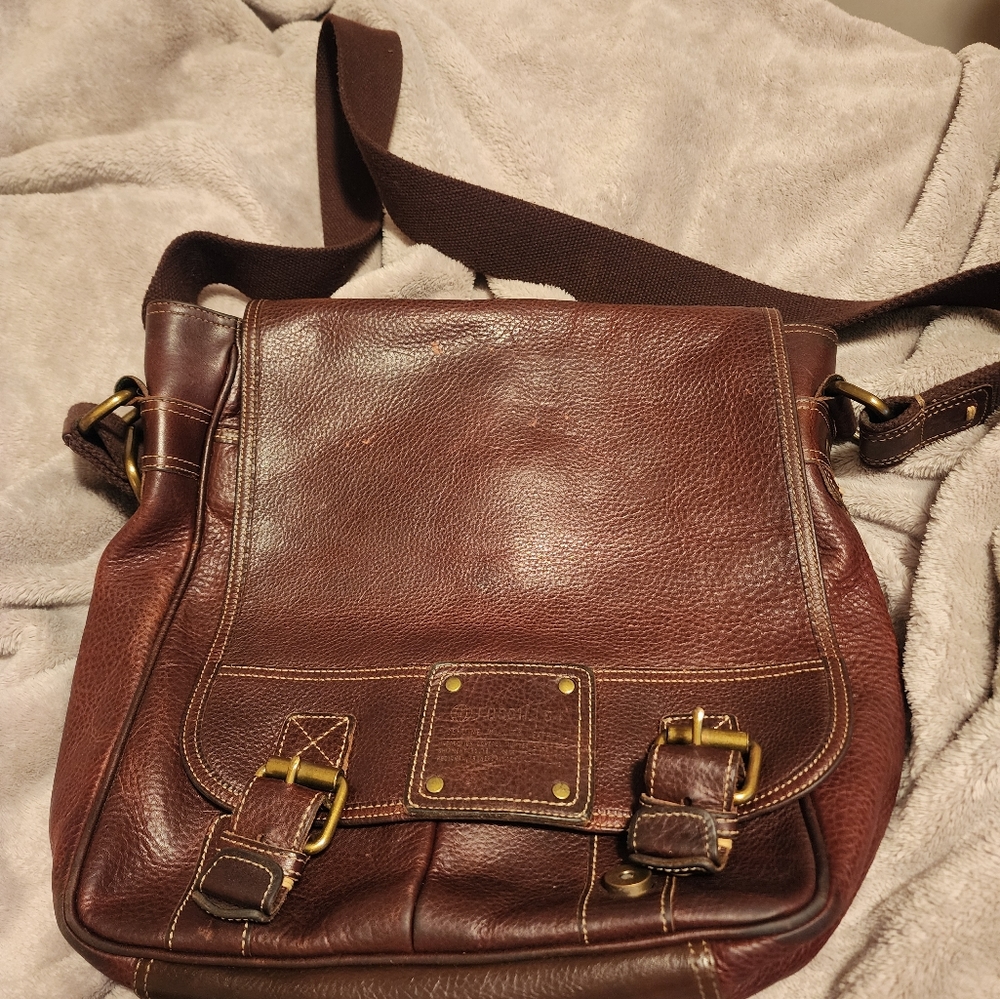 Fossil leather messenger bag